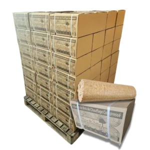 bois densifié confort 80 cartons de 6 bûches palette environ 960kgs